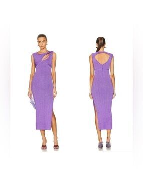 263. AKNVAS Sevrine Metallic Midi Dress in Purple Size M